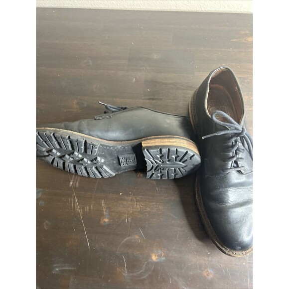 Frye Oxford Mens Black Leather Low Top Cap Toe Oxfords Shoes Lace up 8.5 - Picture 3 of 13